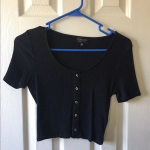 black button up crop top